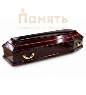 Гроб Премиум - Лакированный, 4 ручки, тёмный орех