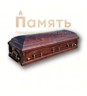 Гроб двухкрышечный - ГД-3, длинный поручень, глянцевый, орех