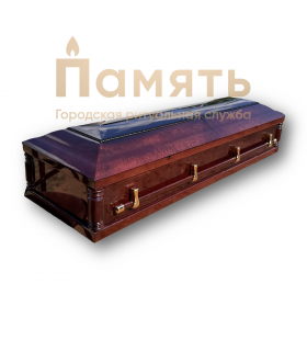 Гроб двухкрышечный - ГД-4, длинный поручень, глянцевый, орех