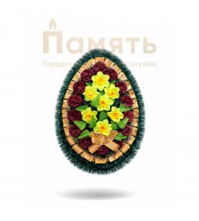 Венок Фонарик - желтый-бордовый с желтой лентой