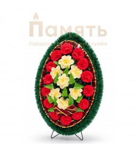 Венок Фонарик - желтый-красный с бордовой лентой