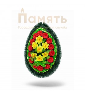 Венок Фонарик - желтый-красный с зеленой лентой
