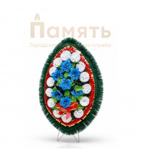 Венок Фонарик - синий-белый с красной лентой