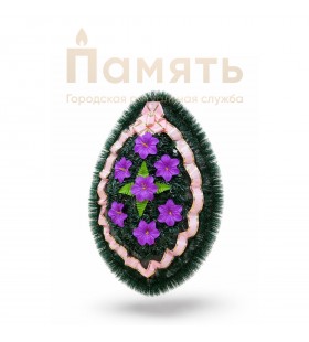 Венок Клепа на ерше - сиреневый с нежно-розовой лентой