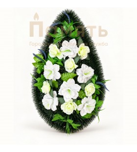 Малый ритуальный венок - белый, желтый