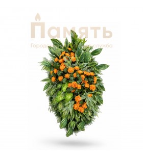 Венок Юнона с пионами - оранжевый, зеленый
