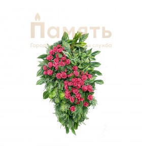 Венок Юнона с пионами - темно-розовый, зеленый