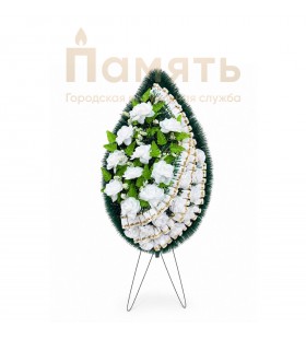 Венок Вечность Шелк - белый - белая лента