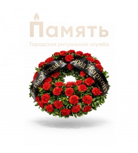 Венок из живых цветов - Гвоздики красные