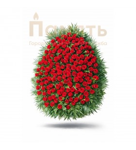 Венок из живых цветов - Розы красные