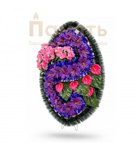 Венок Зигзаг шёлк (100см) - розовый, фиолетовый - синяя лента