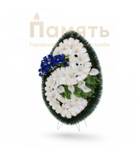 Венок Зигзаг шёлк (100см) - синий, белый - белая лента